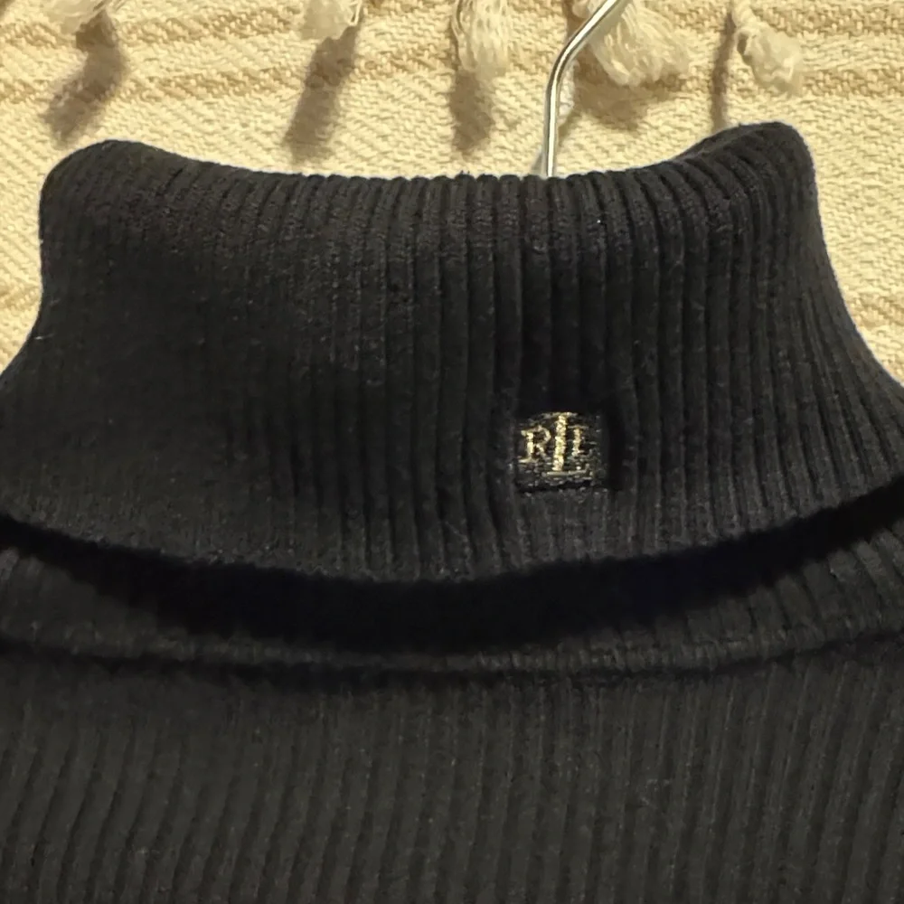 Ralph Lauren Black and White Striped Turtleneck Sweater